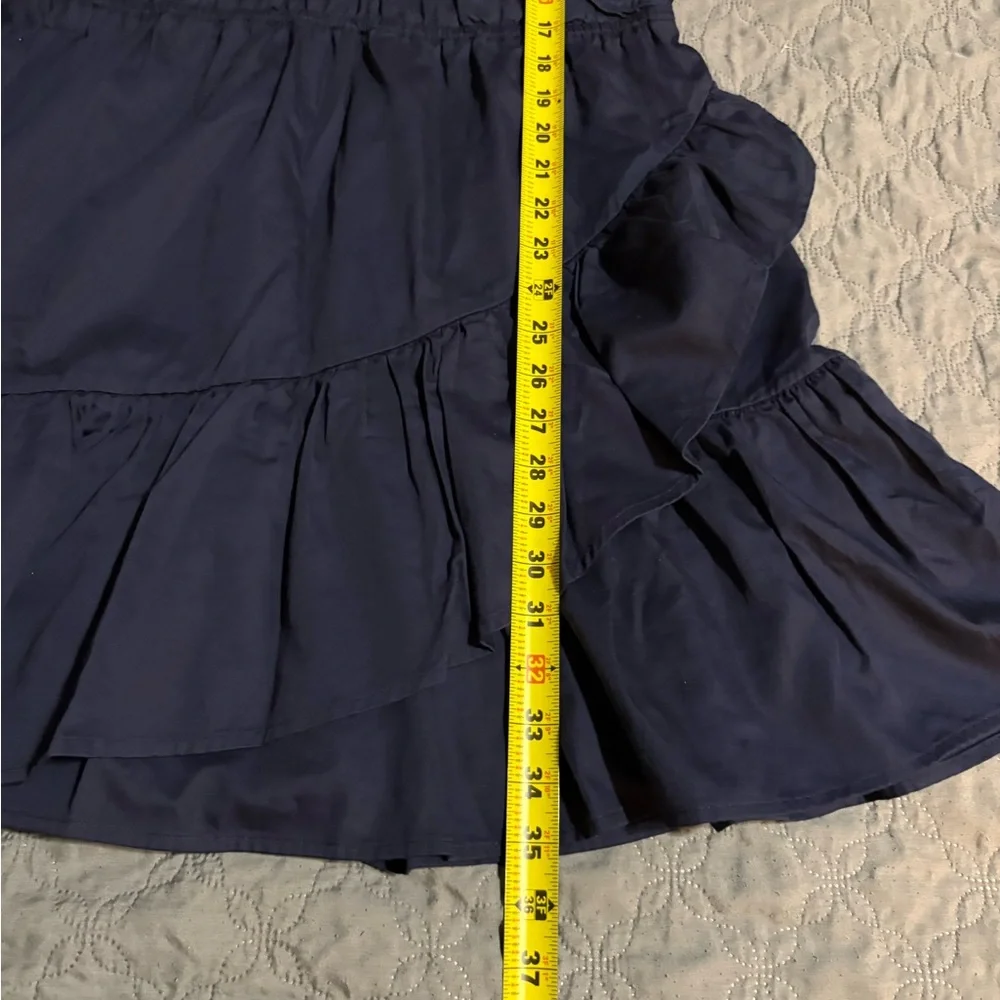 NWT Madewell Women's Navy Blue Ruffle-Tiered Short Sleeve V Neck Dress Size 12